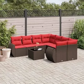 vidaXL Gartensofa-Set 9-tlg. braun Polyrattan