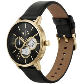 Giorgio Armani Armani Exchange Uhr für Herren, Multifunktionsuhrwerk, 42MM GoldEdelstahlgehäuse mit Lederarmband, AX7146SET