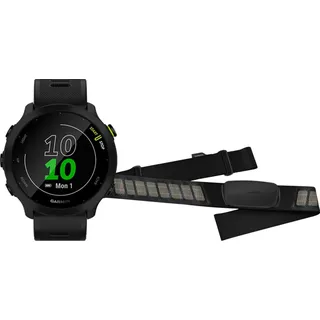 Garmin Forerunner 55 Schwarz + Garmin HRM-DUAL Herzfrequenzmesser Brustgurt Schwarz