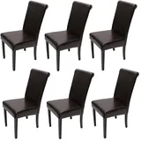 Mendler 6er-Set Esszimmerstuhl Stuhl Küchenstuhl Novara II, Leder ~ braun, dunkle Beine