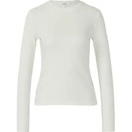 s.Oliver Geripptes Langarmshirt im Slim Fit - creme - 48
