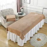 Highdi Massage Bettlaken mit Loch, Waschbare Massage Tischdecke Atmungsaktiv Bezug für Massageliege Weiches Beauty Betttisch-Bezug (120x200CM,Khaki)