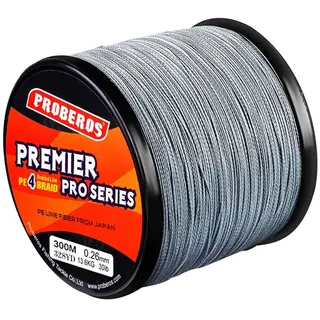 T- Geflochtene Schnüre Geflochtene Angelschnur, 300M Schnur Fishing Line Meeresschnur Braided Schnüre Geflechtschnur,zusätzliche Empfindlichkeit, 4 Strands Abriebfestigkeit (Grau)