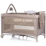Chipolino Reisebett, Luna 2 Ebenen Wickelauflage klappbar Spielbogen Faltmatratze beige Kunststoff, 60x120 cm, Babymöbel, Babybetten, Reisebetten
