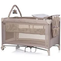 Chipolino Reisebett, Luna 2 Ebenen Wickelauflage klappbar Spielbogen Faltmatratze beige Kunststoff, 60x120 cm, Babymöbel, Babybetten, Reisebetten