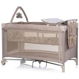Chipolino Reisebett, Luna 2 Ebenen Wickelauflage klappbar Spielbogen Faltmatratze beige Kunststoff, 60x120 cm, Babymöbel, Babybetten, Reisebetten