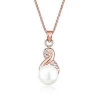 Elli Perlenkette Infinity Kristalle Süßwasserzuchtperle 925 Sterling Silber roségold
