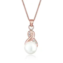 Elli Perlenkette Infinity Kristalle Süßwasserzuchtperle 925 Sterling Silber roségold