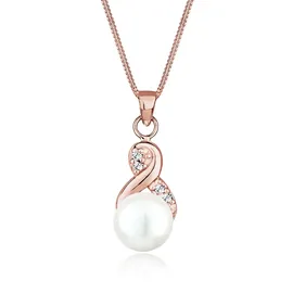 Elli Perlenkette Infinity Kristalle Süßwasserzuchtperle 925 Sterling Silber roségold