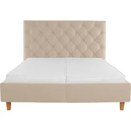 Home Affaire Polsterbett HOME AFFAIRE "Sunley 140", beige, B:203cm L:210cm, Struktur (100% Polyester);Samtstoff (100% Polyester), Betten, Polsterbett, Kreuzsteppung, Kopfteilhöhe 142 cm, ohne oder mit Matratze/Lattenrost