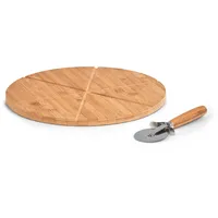 Zeller Pizzaschneidebrett Bambus 2-tlg. Ø:32 cm Beige