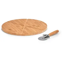 Zeller Pizzaschneidebrett Bambus 2-tlg. Ø:32 cm Beige