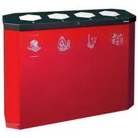 PROREGAL Abfallsammler mit Edelstahl-Einwurfklappe & Touchless-Öffnung, 4x45L, HxBxT 83x120x35,5cm, inkl. Ladegerät, Rot, Abfallbehälter, Abfalleimer