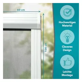 APANA Insektenschutz Fenster Rollo 60 x 100 cm weiß