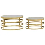 vidaXL Couchtisch-Set 2-tlg. Marmor Messingfarben und Weiß
