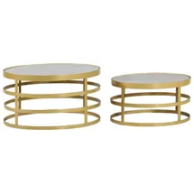 vidaXL Couchtisch-Set 2-tlg. Marmor Messingfarben und Weiß