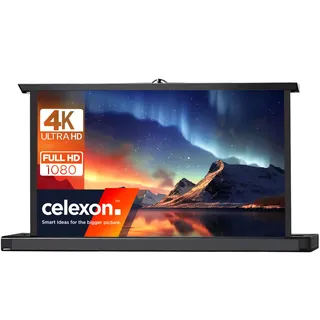 celexon Mini Professional Tisch-Leinwand 40" | 89x50 cm 16:9 | kleine, Mobile 4K-Leinwand für unterwegs, schnell aufgebaut mit Teleskopstange | ideal mit Pico- BZW. Pocket-Projektoren & Mini-Beamern