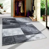 SIMPEX Kurzflor Teppich, Kariert Design, Teppich Grau, 160 x 230 cm, Teppich modernen Stil, Teppich Wohnzimmer