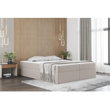 Fun Möbel Boxspringbett Schlafzimmerbett PRIMA 140x220cm Stoff Creme inkl. Bettkasten - Creme