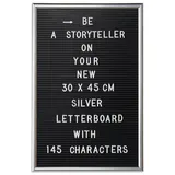 Relaxdays Letterboard 30 x 45 cm Schwarz,Silber