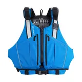 Owntop Schwimmweste Erwachsene | Verstellbare Auftriebsweste mit großzügigen Taschen, Reflexstreifen & flexiblen Armausschnitten | Schwimmhilfe für Kajak, Angeln, Bootssport, Paddeln (Blau,XS-S)