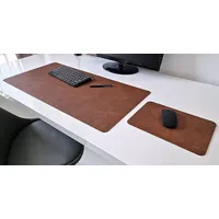 Profi Mats Schreibtischunterlage Schreibtischunterlage Just Kunst Leder 80x38cm mit Mauspad 29x20cm braun