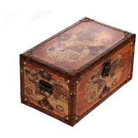 BIRENDY Truhe Kiste 1622 Weltkarte Holztruhe Schatzkiste mit Kunstleder