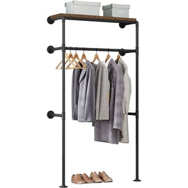 Woltu industrielle Kleiderstange Wand,Garderobe für begehbaren Kleiderschrank,Kleiderständer mit Regal,für Schlafzimmer Ankleidezimmer