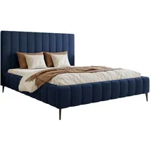 Selsey Fiarro - Polsterbett 140x200 mit Bettkasten, Metallfüßen, Velours, marineblau