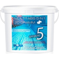 GlobaClean 5 kg Chlor Multitabs 5 in 1 20g | Chlortabletten für Pool | Hochwirksame Poolchemie Poolpflege
