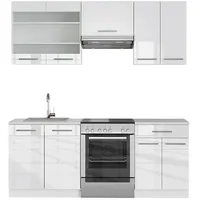 Vicco Küchenzeile Fame-Line 200 cm Weiß Hochglanz