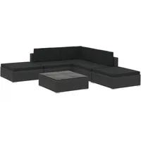 vidaXL 6-tlg Garten-Lounge-Set mit Kissen Poly Rattan Schwarz Modell 67