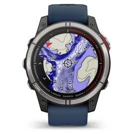Garmin Quatix 7 Pro BT 47 mm Kunststoffgehäuse schwarz Silikonarmband blau M