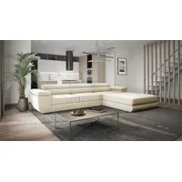 Goldstoff Ecksofa VENUS TWIN, - Ecksofa mit Schlaffunktion Bettkasten, Eckcouch, Beige - Beige