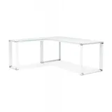 KADIMA DESIGN Eckbüro Schreibtisch Glas Metall Weiß | Großer Eck-Chefschreibtisch für Professionellen Arbeitsplatz | Modern Minimalistisch | Kadima Design