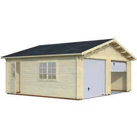 Palmako Roger Doppel mit Sektionaltoren 5,75 x 5,10 m natur ohne Dachpappe