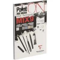 Clairefontaine 960076C - Block PaintON mit 27 Bögen, 250g, 4 Körnungen und 6 Farben sortiert, 9 x 3 Bögen, DIN A4, 1 Block