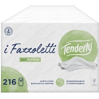 Tenderly Eco Classic, weiche und hautfreundliche Taschentücher aus reiner Zellulose, Verpackung in recycelbarem Papier, 18 Packungen Made in Italy, dermatologisch getestet, FSC-zertifiziertes Papier
