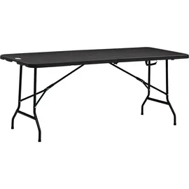 Outsunny Gartentisch Klapptisch für 6 Personen, Buffettisch mit Stahlgestell, Terrassentisch in Holzoptik, Hdpe, 180 x 75,5 x 73 cm, Dunkelgrau