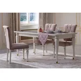 Casa Padrino Luxus Barock Esstisch Weiß / Gold - Prunkvoller Massivholz Esszimmertisch im Barockstil - Barock Esszimmer Möbel - Luxus Esszimmer Möbel im Barockstil - Edel & Prunkvoll