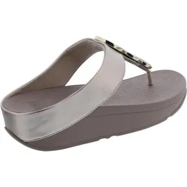 FitFlop Halo Bead-Circle Metallic Toe-Post Sandals Metallic Latte Beige, 41 EU