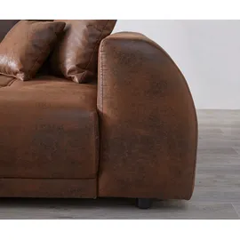 DeLife Eckcouch Violetta 300 x 220 cm Lederimitat Braun Recamiere variabel