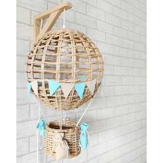 Wandleuchte Ballon Form Nachtlicht Lampe Heißluftballon Holz für Kinderzimmer