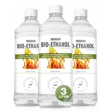 HaA Bioethanol 96,6% Premium 3 x 1L – Für Bioethanol Kamin & Tischfeuer Indoor – Bio Ethanol für Tischkamin Indoor & Outdoor - Geruchsarm & rückstandsfrei – aus nachwachsenden Rohstoffen