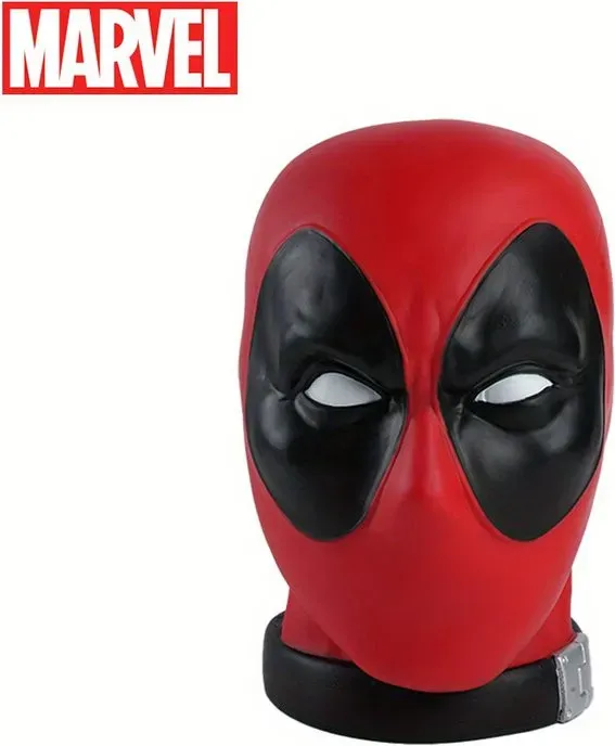 1 Stück Marvel Deadpool Kopf-Spardose Münzbox Offiziell lizenziert 3D PVC-Figur Sparbüchse Sammelobjekt Schreibtisch-Organizer Wohnaccessoire Wasserdicht Bruchsicher Handfigur Geschenk
