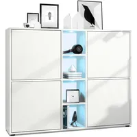 Vladon Highboard, Weiß, 130.5x105.5x35.5 cm, Wohnzimmer, Kommoden & Sideboards,