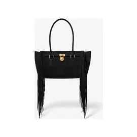 Michael Kors Hamilton Schultertasche Wildleder Schwarz