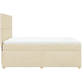 vidaXL Boxspringbett mit Matratze Creme 140x200 cm Stoff