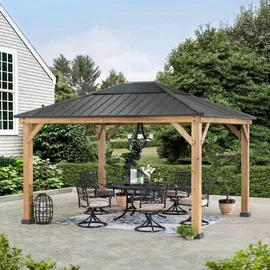 Sunjoy Zedernholz Gazebo BRURI & 336cm x 394cm, anthrazit