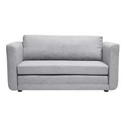 Zweisitzer-Schlafsofa in hellem grauen Stoff LEON